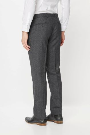 Charcoal Textured Regular Fit Suit: Trousers